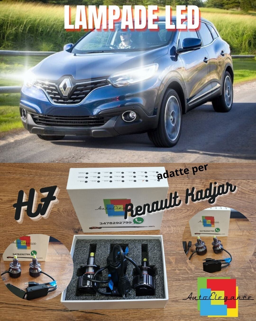 Kit Luci LED per Renault Kadjar ANABBAGLIANTI H7 CANbus Bianco Puro 6500K 12000L