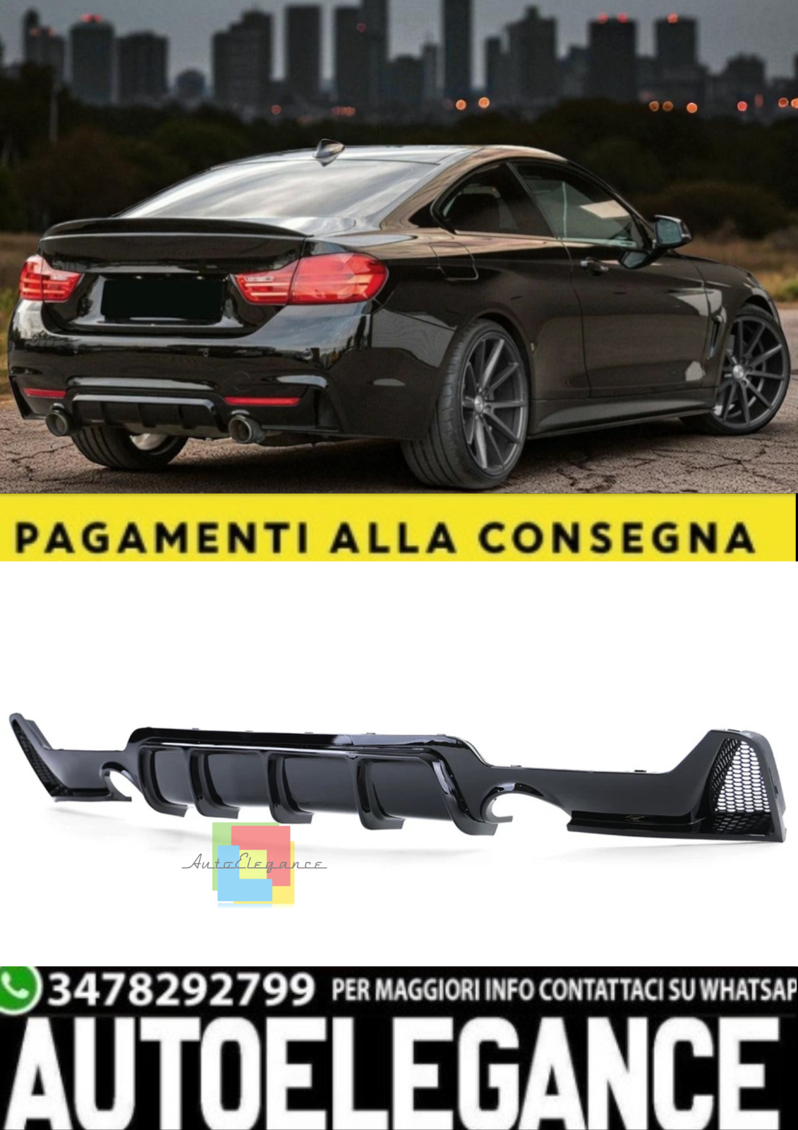 Splitter Rear Performance Shiny Black &ndash; BMW Serie 4 F32 (2013&ndash;2020 )