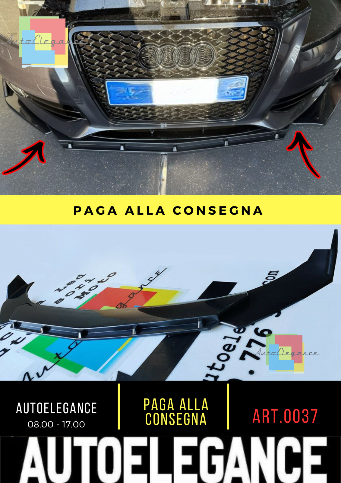 0037 SPLITTER ADAPT&Eacute; POUR AUDI A3 8P Restylage 03-11