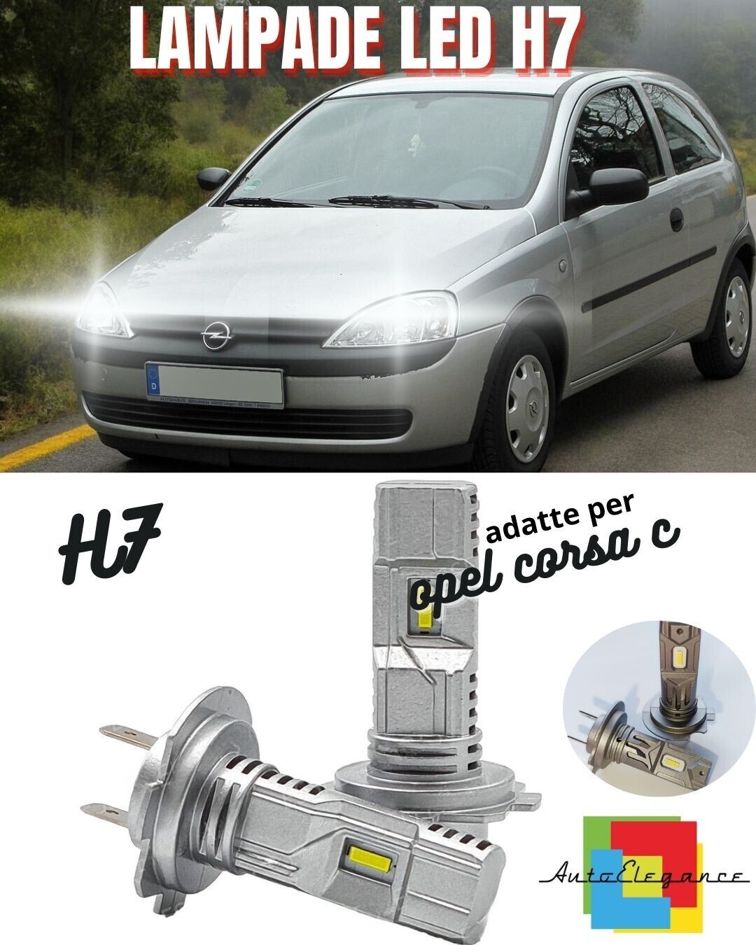 ?KIT LED H7 OPEL CORSA C 6000K BIANCO 6000 LUMEN CANBUS ANABBAGLIANTI?
