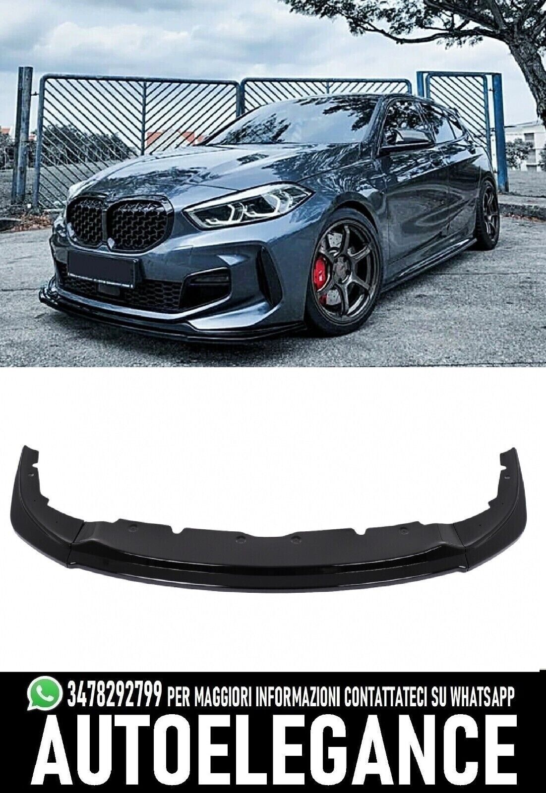 DIVISOR DELANTERO PARA BMW SERIE 1 F40 M Sport (2019-UP) NEGRO PIANO