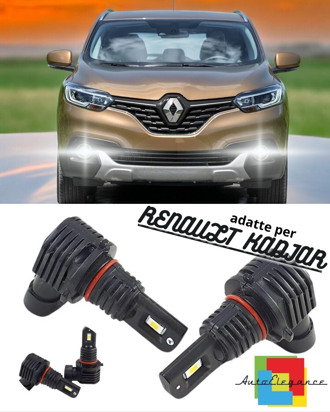 KIT LED H8 6000K BIANCO CANBUS FENDINEBBIA PER RENAULT KADJAR ULTRA COMPATTE