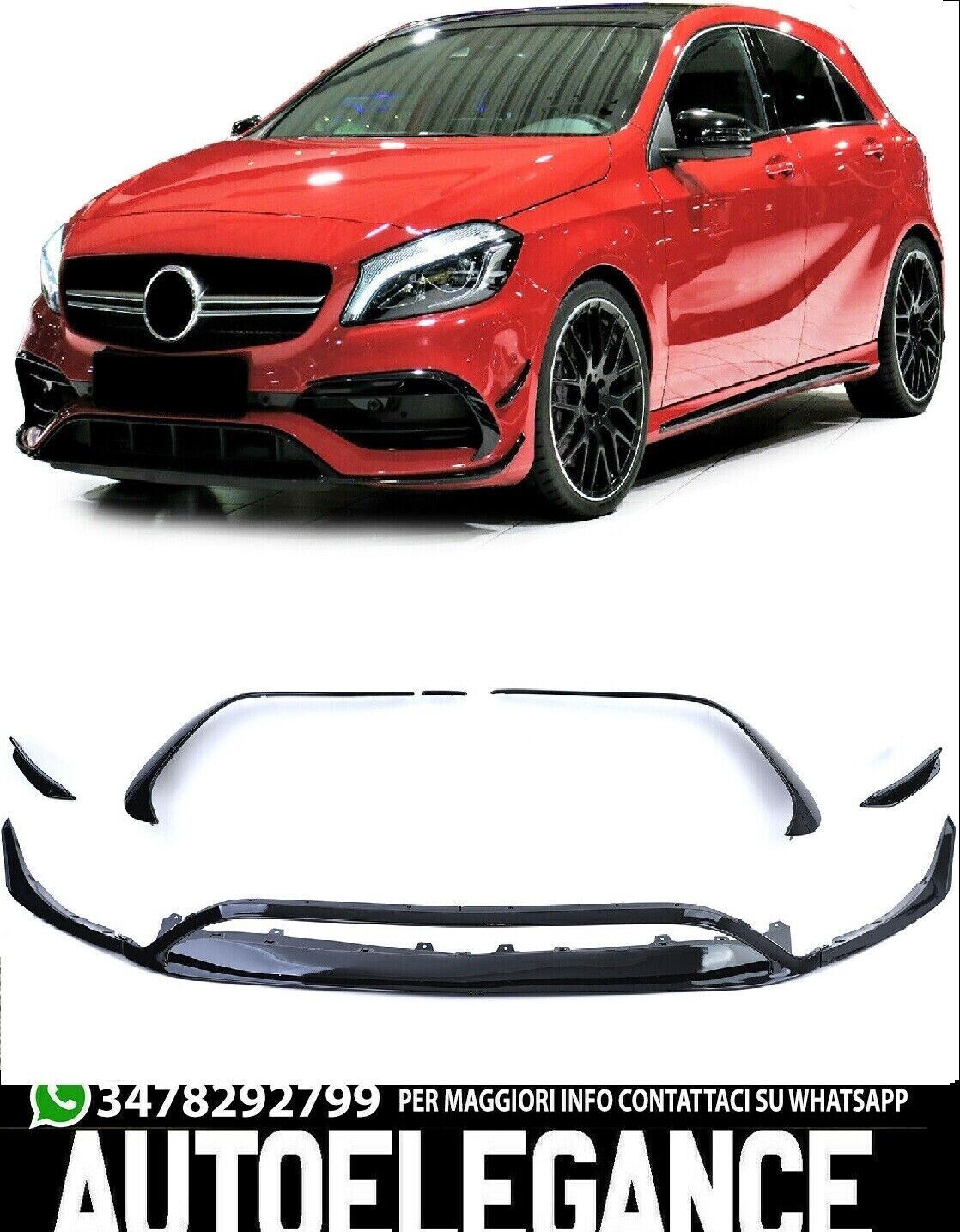 Frontblech unter gl&auml;nzend schwarzem Sto&szlig;f&auml;nger f&uuml;r Mercedes A-Klasse W176