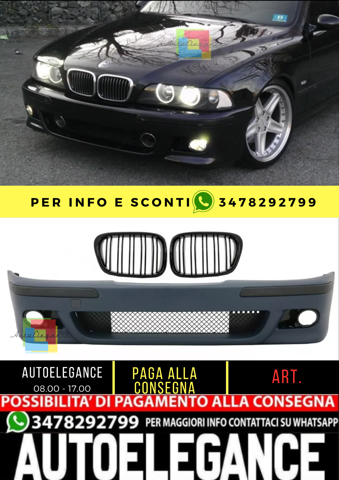 Frontsto&szlig;stange f&uuml;r BMW E39 95-03 M5 Look Gitter Doppelt Streifen Poliert Sc-M