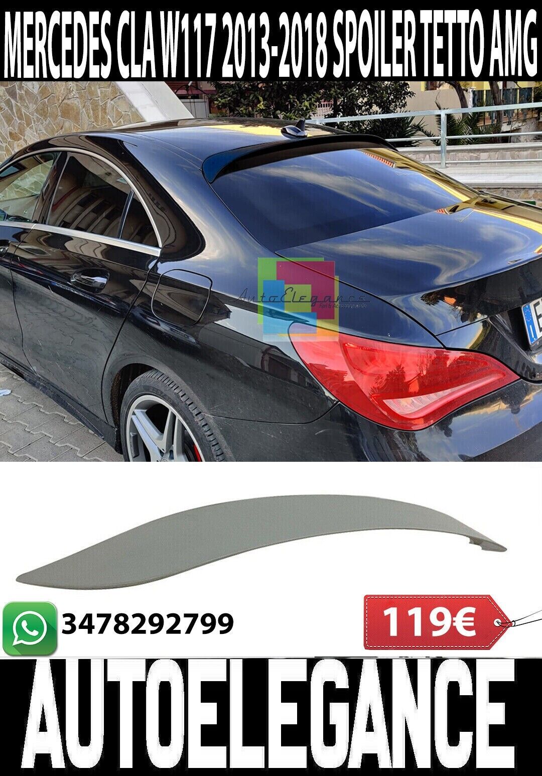 F&Uuml;R MERCEDES CLA C117 2013&ndash;2018 AMG LOOK HECKSCHEIBENSPOILER &ndash; RAW
