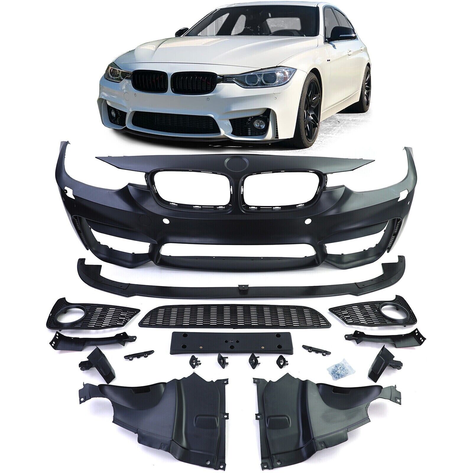 Parachoques Delantero Deportivo + Labio Dello Spoiler Adecuado para BMW Serie 3