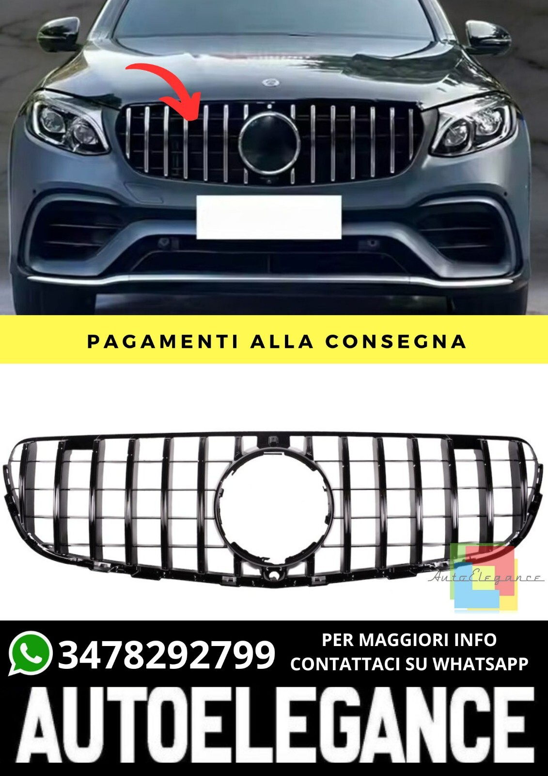 Griglia adatto per Mercedes GLC X253 SUV C253 2015-2019 PANAMERICANA
