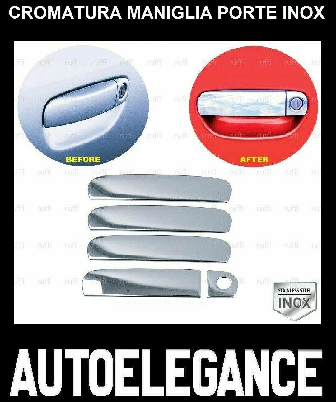 MODANATURE CROMATE COVER MANIGLIE LATERALI AUDI A4 RS4 B5 B6 B7 ACCIAIO INOX