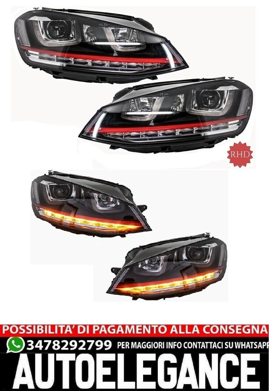 Fari RHD 3D LED DRL adatti per VW Golf 7 VII (2012-2017) RED R20 GTI Look LED Fl
