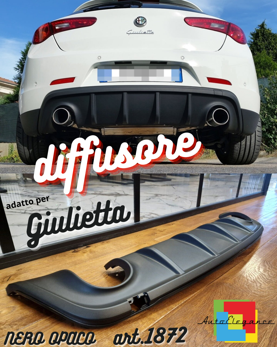Diffusor Hinten Alfa Romeo Giulietta (Auspuffanlage L+R) Matt