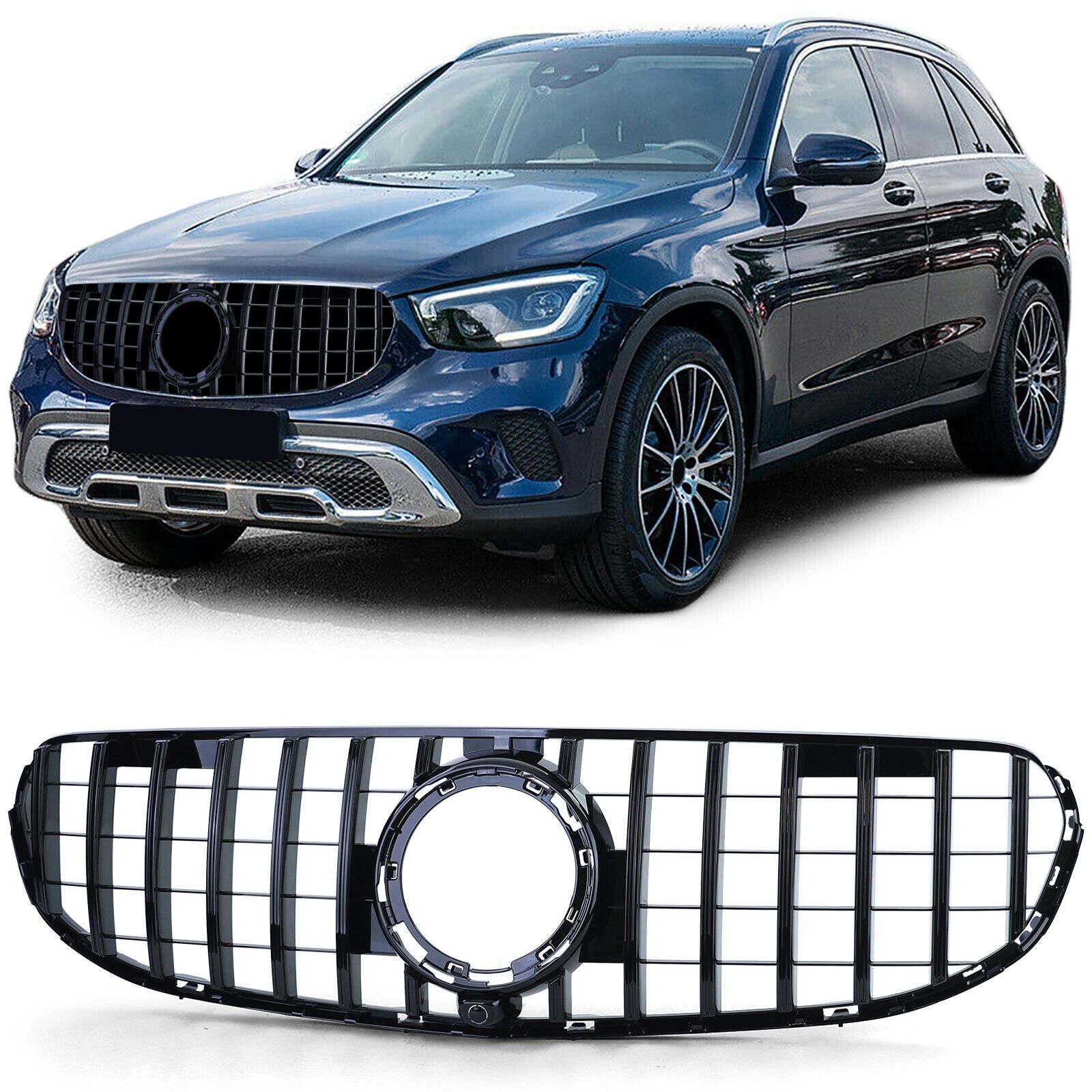 Gitter Heizk&ouml;rper Sport Schwarz Gl&auml;nzend f&uuml;r Mercedes Glc X253 Ohne Paket Sporti