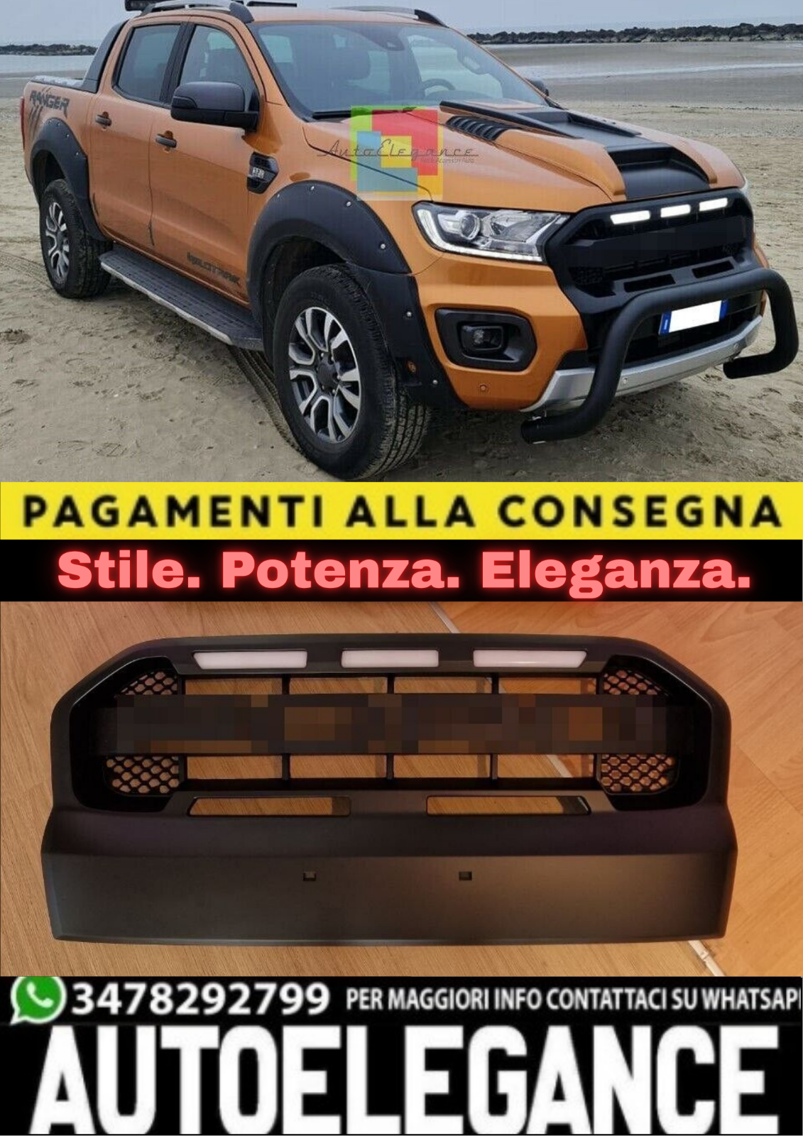 ?Rejilla Adecuada Para Ford Ranger T6 2015-2018 Negra Mate + LED Look Deportivo?