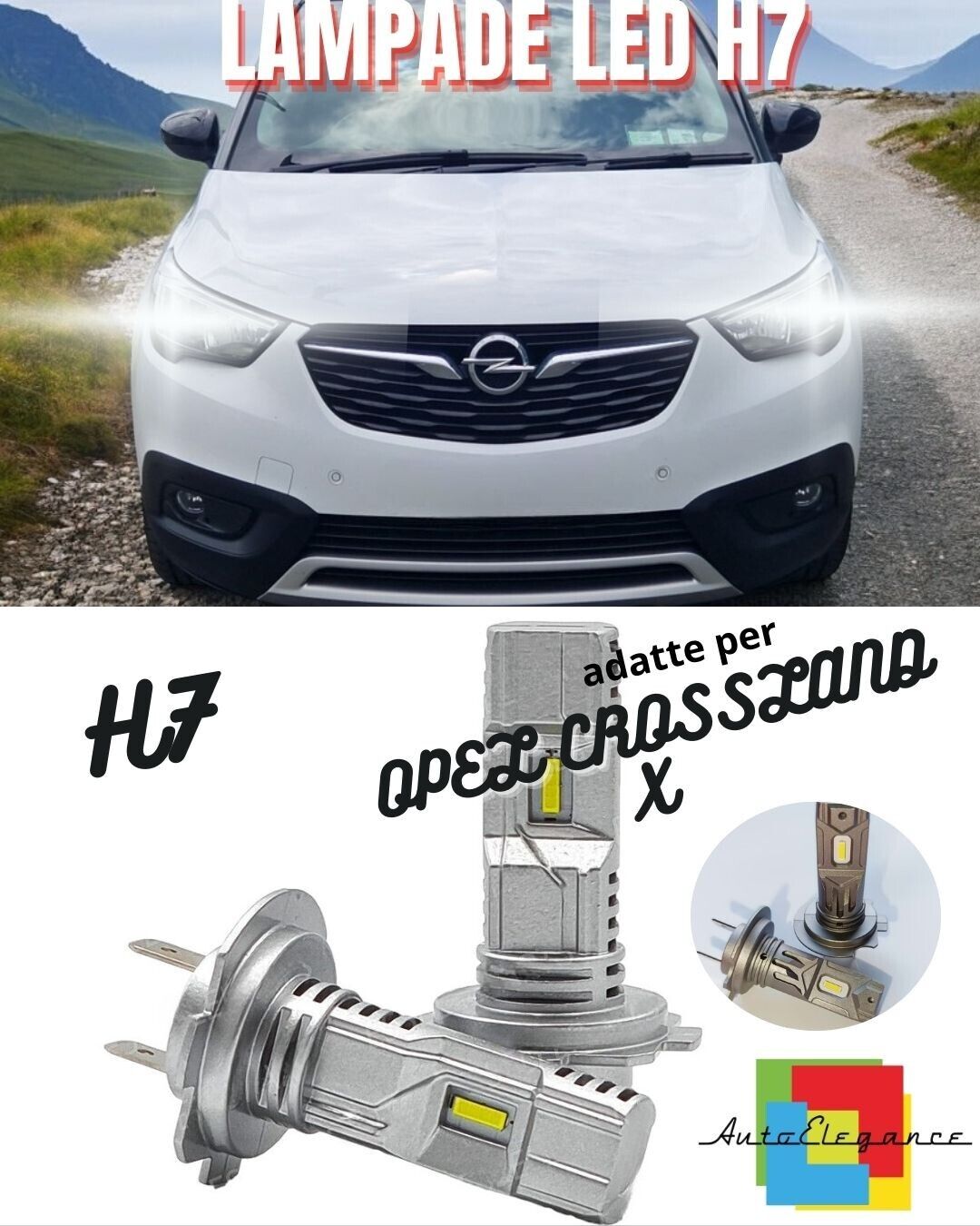 KIT LED H7 OPEL CROSSLAND X 6000K BIANCO 6000 LUMEN CANBUS ABBAGLIANTI