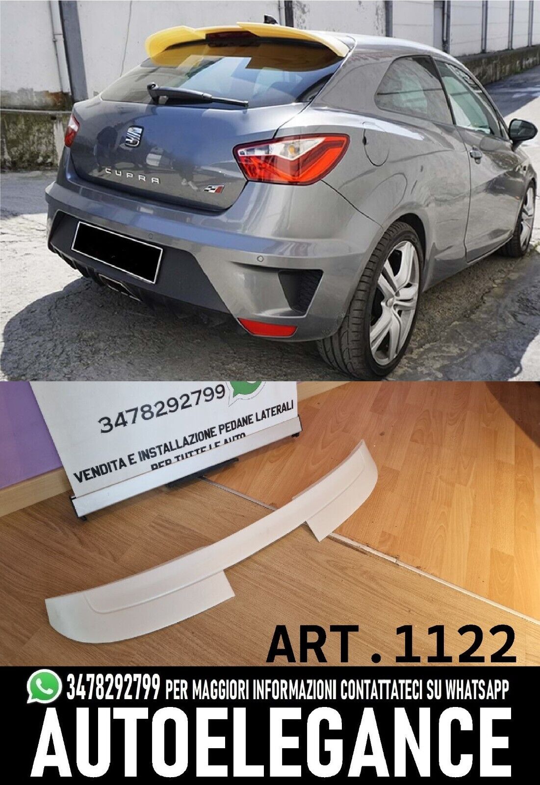 SPOILER TETTO ADATTO PER SEAT IBIZA 6J 3 PORTE 2008-2017 LOOK CUPRA
