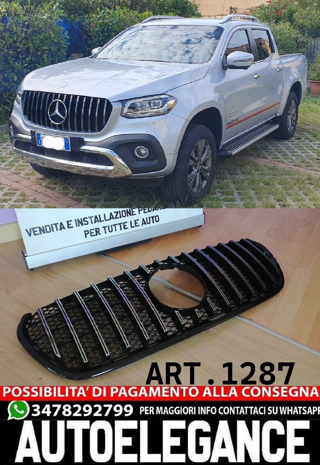 Gitter Geeignet f&uuml;r Mercedes X W470 2018 + Look Gt Chrom Mit Netz