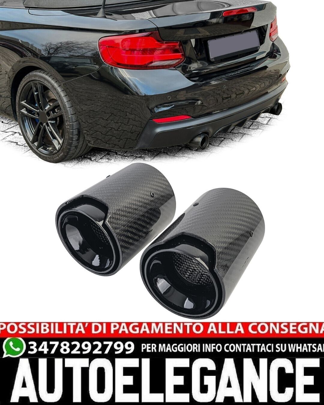 CARBON-SCHALLD&Auml;MPFER GEEIGNET F&Uuml;R BMW 2ER F22 F23 SPORTLICHER LOOK