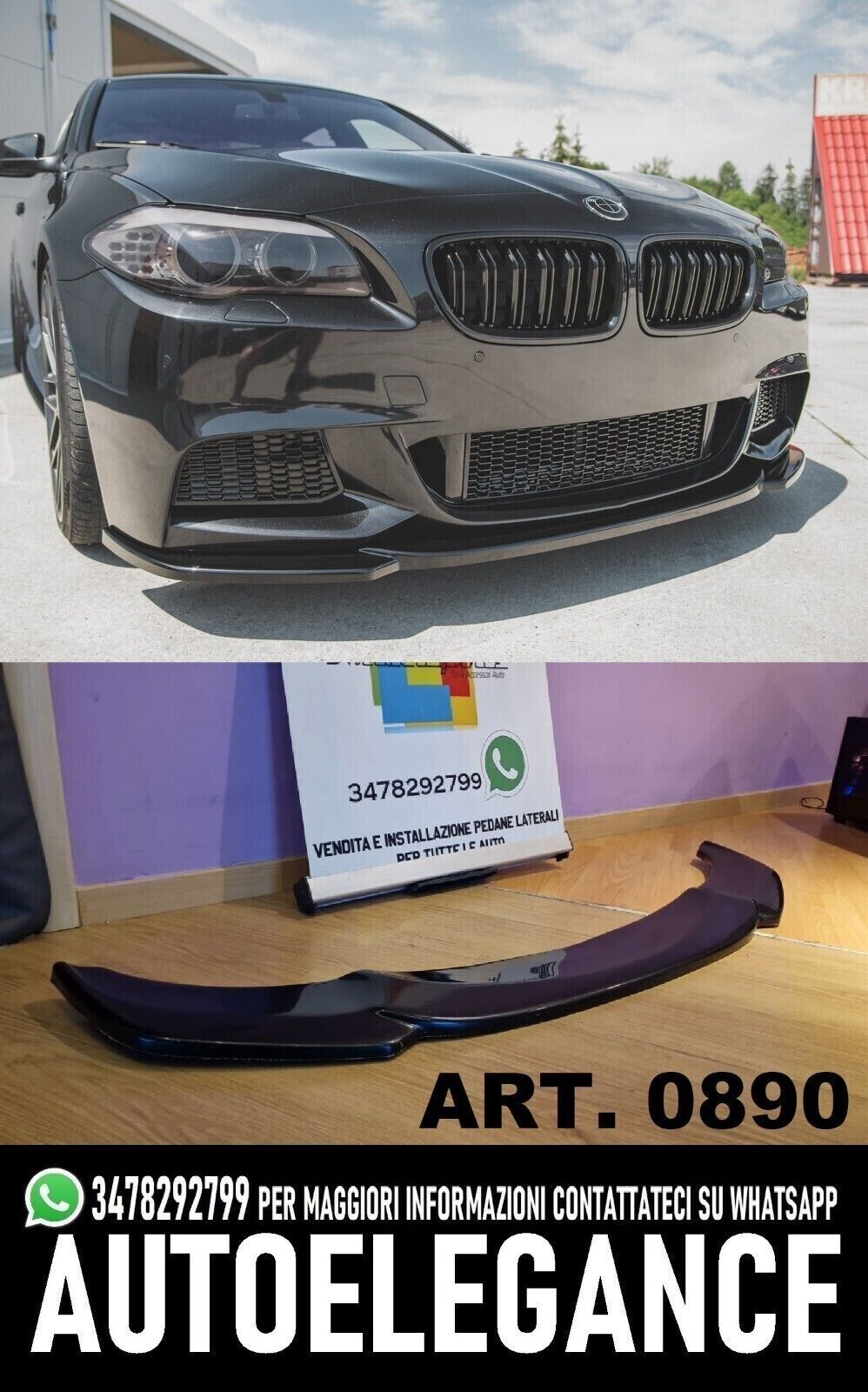 FRONTSTO&szlig;STANGENTEILER F&Uuml;R BMW 5ER F10 F11 M SPORT IN GL&Auml;NZENDEM SCHWARZEM ABS