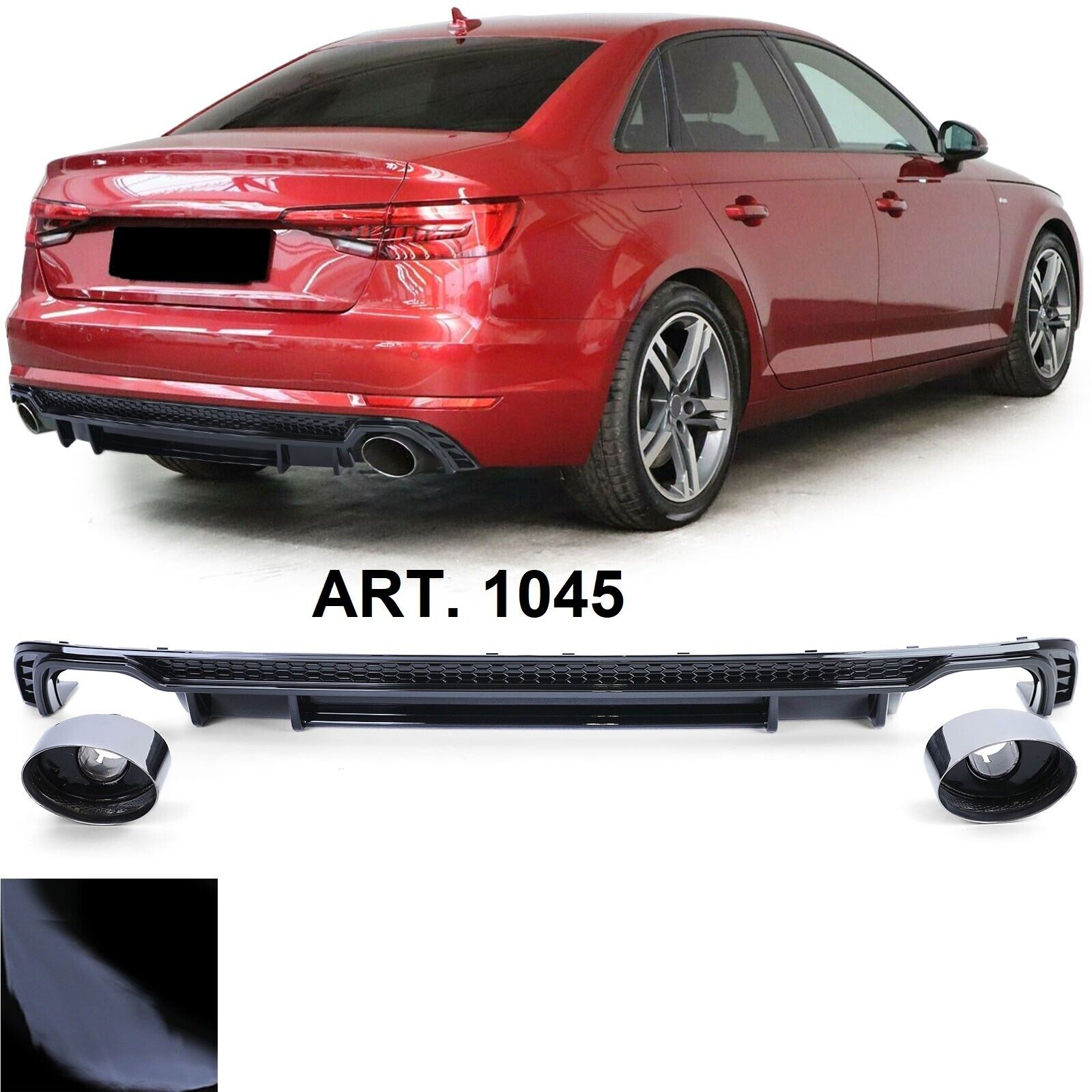 Audi A4 B9 8W 2015-2019 Abajo Parachoques Difusor Trasero Negro