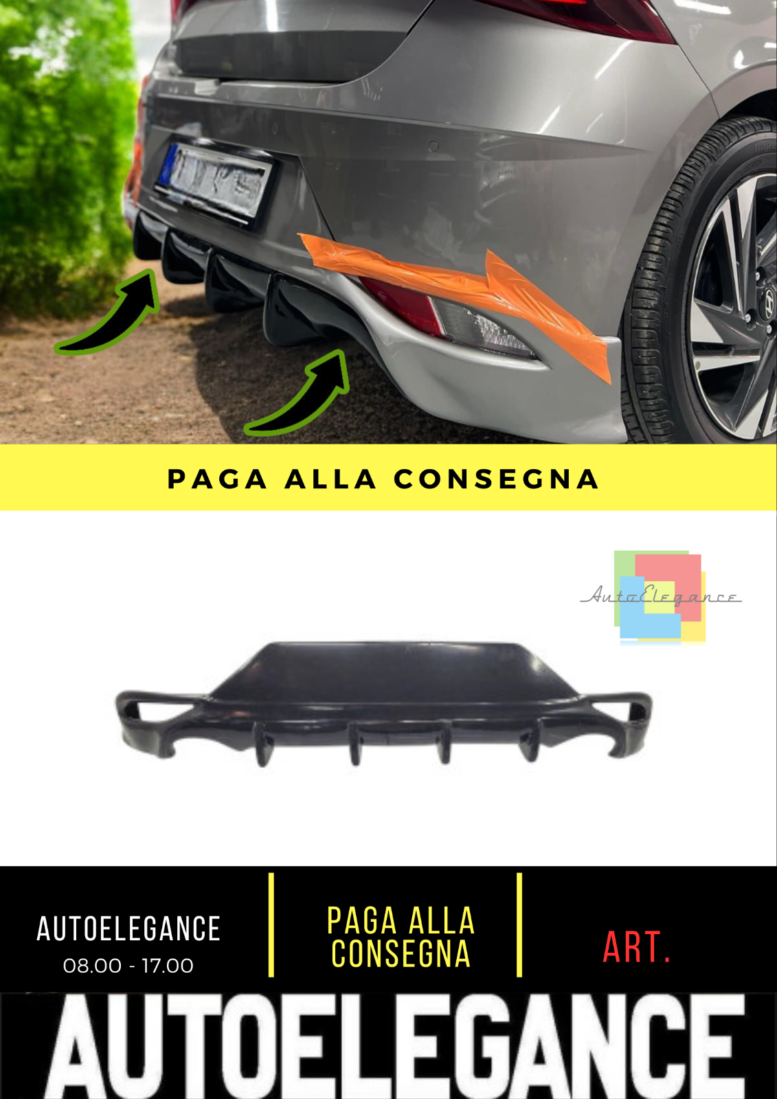 🔥DIFFUSORE POSTERIORE ADATTO PER Hyundai New I20 (2021 E SOPRA) 🔥