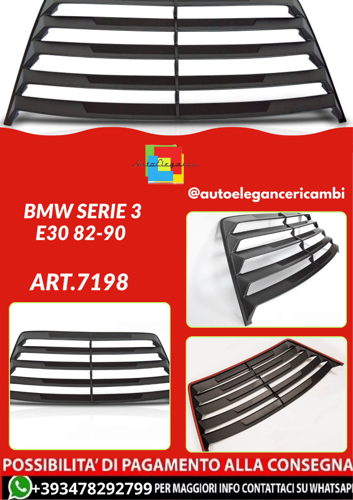 ART.7198  Tappo per finestrino posteriore BMW SERIE 3  E30 82-90