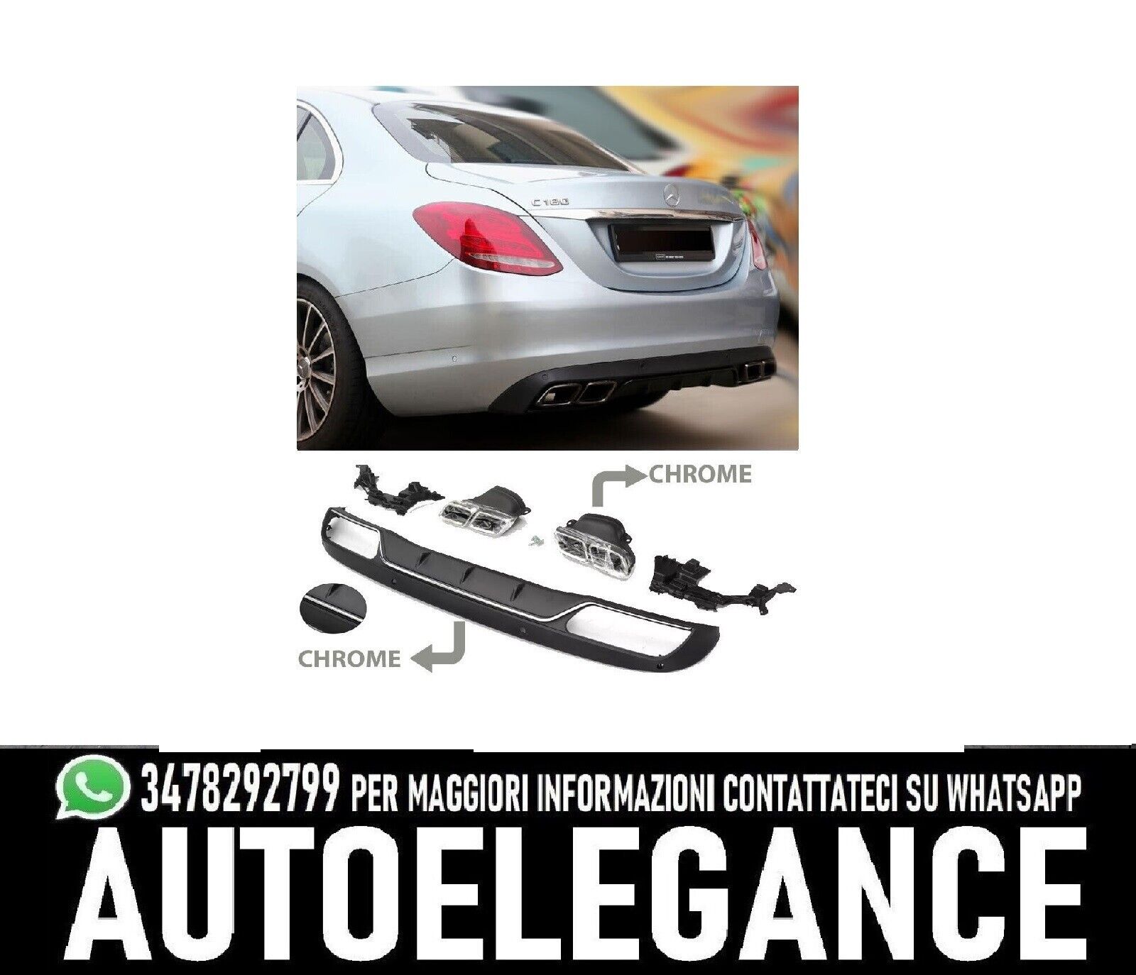 Difusor + ESCAPE 2x2 AMG CROMADO para Mercedes W205