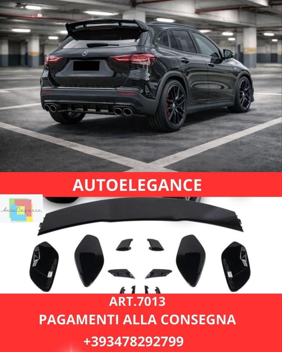 ART.7013 ALERÓN TRASERO NEGRO PARA MERCEDES H247 CLASE GLA