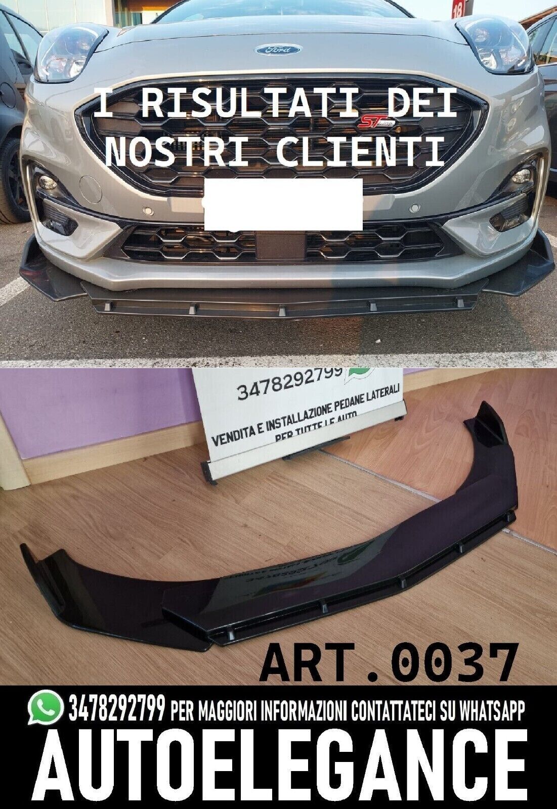 LAME DU PARE-CHOCS AVANT ADAPTE POUR FORD PUMA SPORT LOOK NOIR BRILLANT