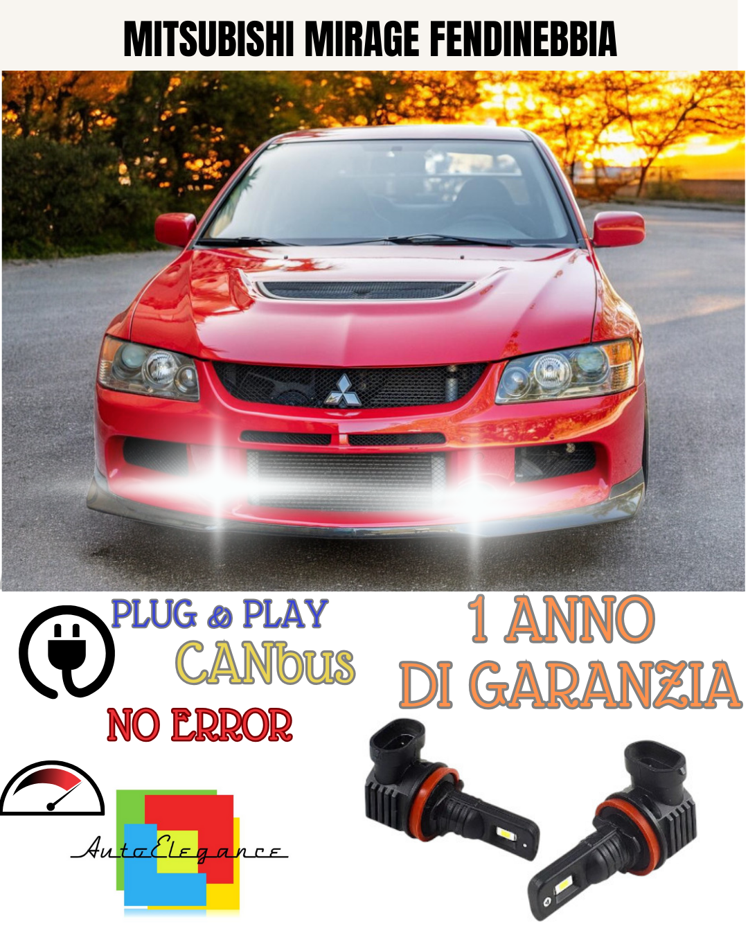 KIT LED H8 MITSUBISHI MIRAGE 6000K BIANCO FENDINEBBIA