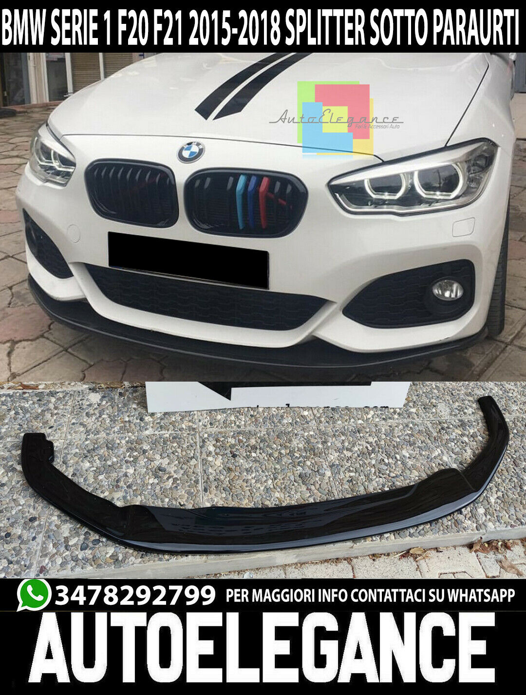 SPOILER SOTTO PARAURTI ANTERIORE BMW SERIE 1 F20 F21 15-18 LIP SPLITTER USATO