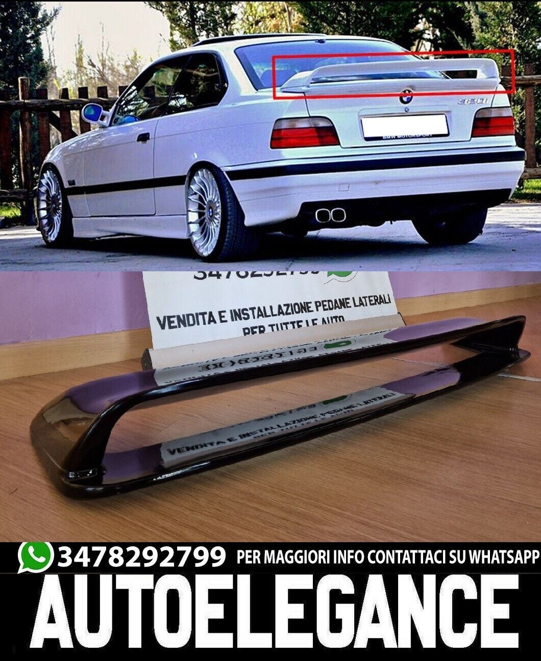 Spoiler M3 Trasero Cap&oacute; BMW Serie 3 E36 Sed&aacute;n Coupe Negro Pulido 0027 Art&iacute;culo