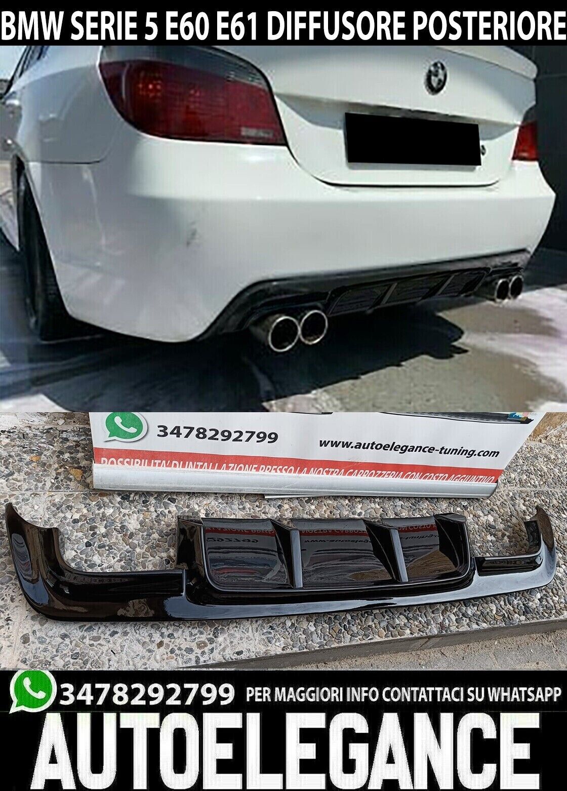 DIFFUSOR M5 TUNING LOOK BMW 5ER E60 E61 03-07 SCHWARZGL&Auml;NZEND