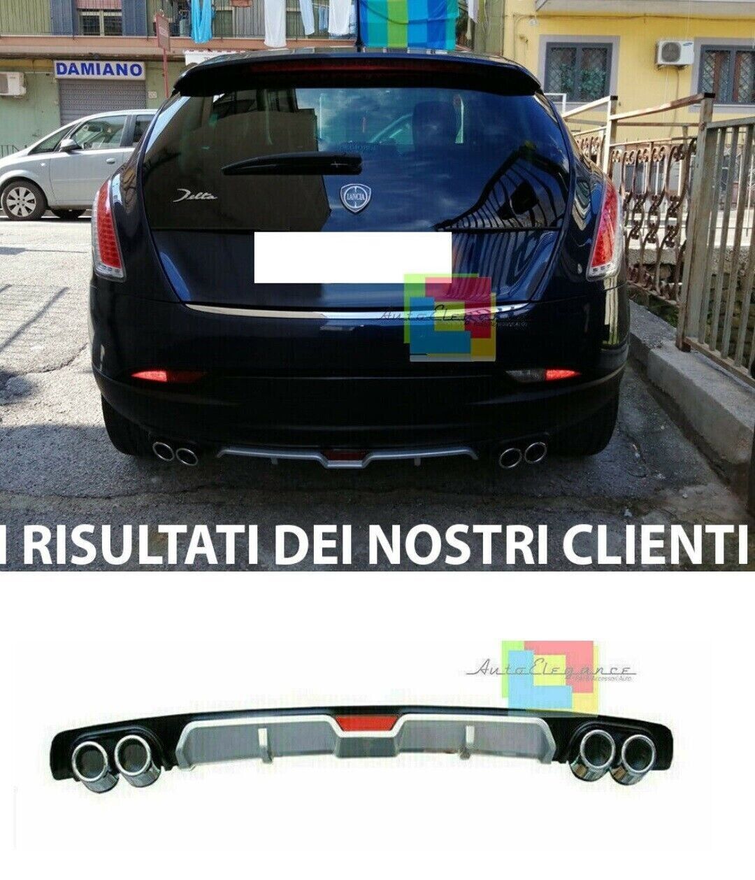 LANCIA DELTA III DIFFUSEUR ARRI&Egrave;RE SOUS LE PARE-CHOCS QUATRE BORNES ABS