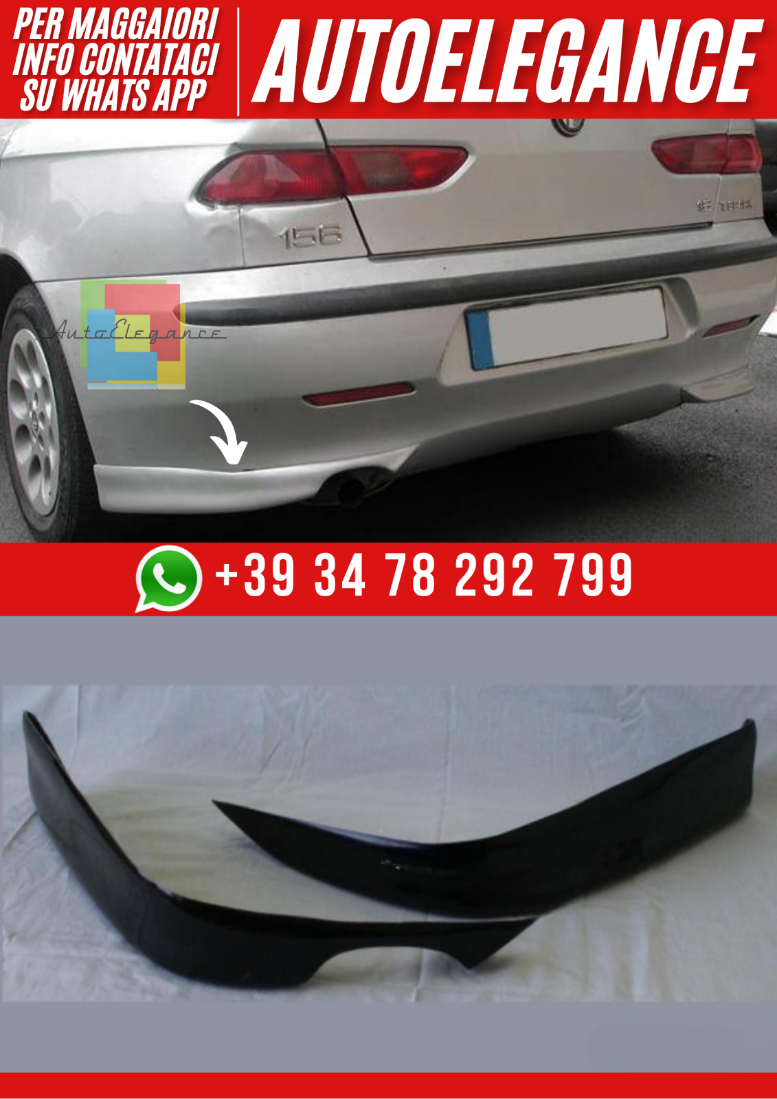 S&eacute;parateur/Volets Pour Pare-Chocs Arri&egrave;re Alfa Romeo 156