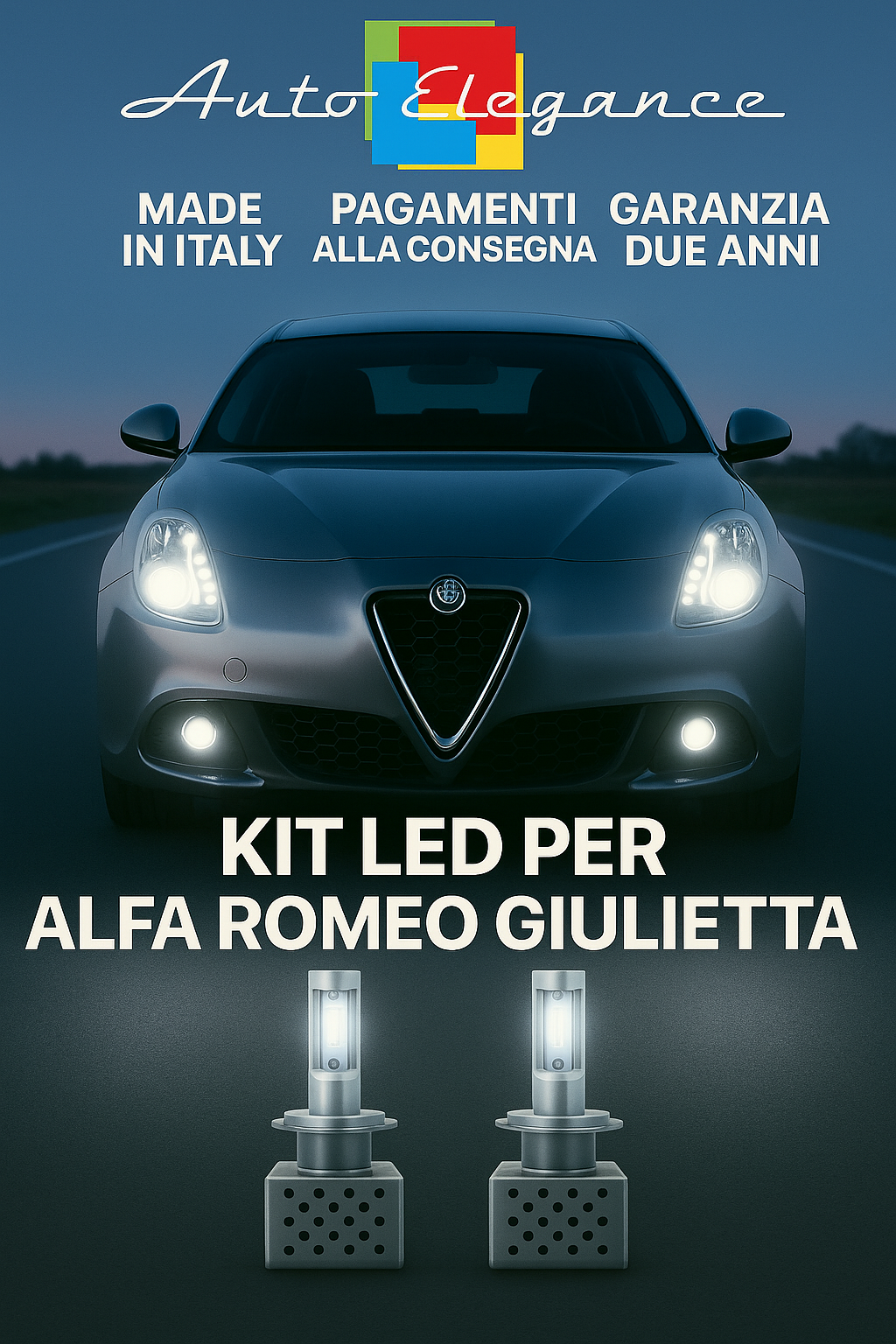 KIT LED D1S 6000K BIANCO Alfa Romeo Giulietta Anabbaglianti + Fendinebbia
