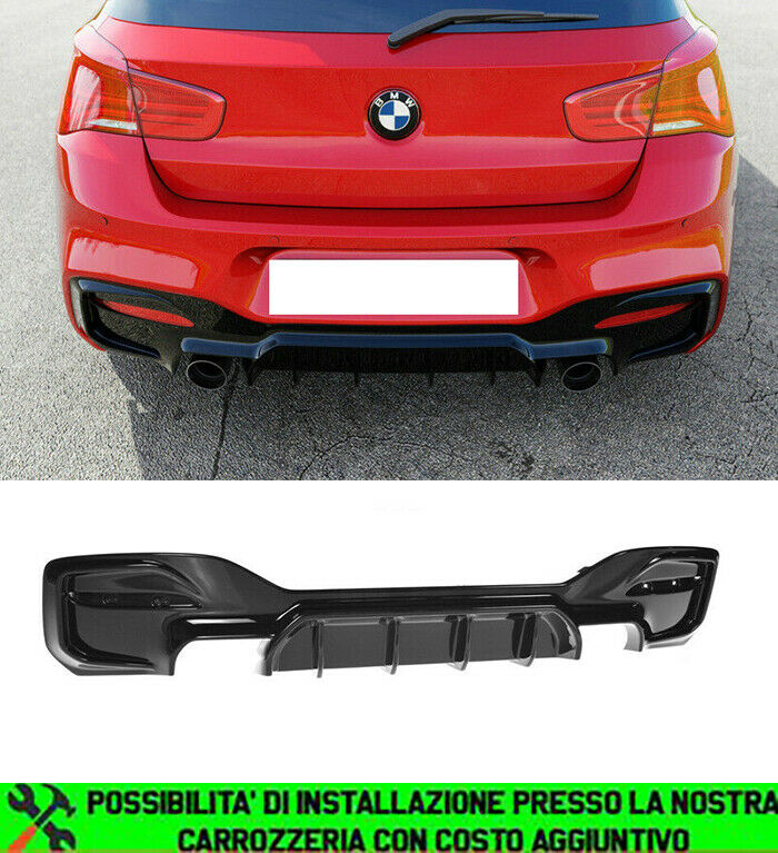 Diffusor Hinten M Performance BMW Serie F20 F21 Lift ABS Schwarz Gl&auml;nzend
