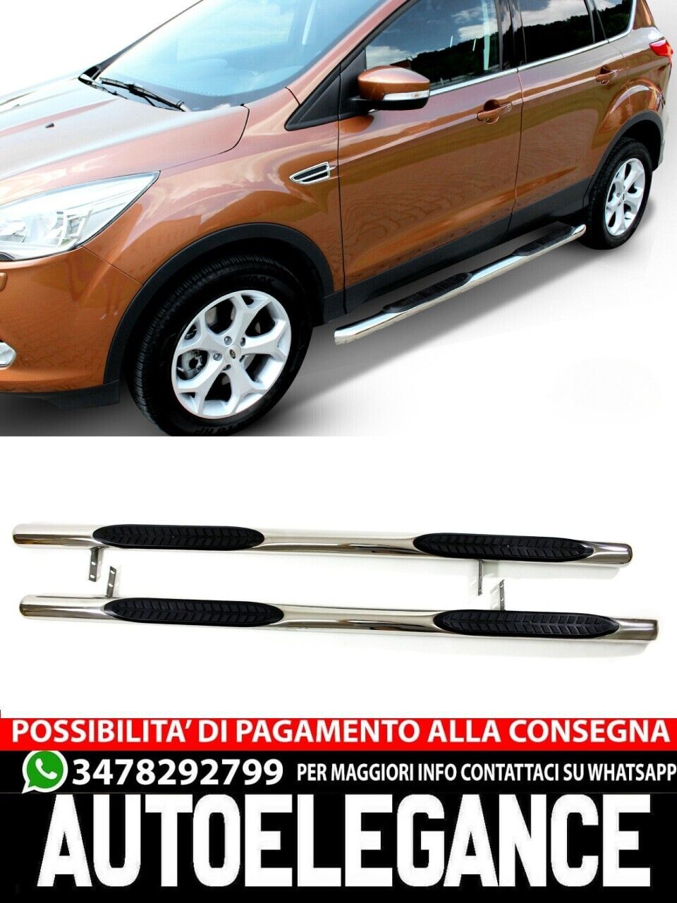 BARRE LATERALI PEDANE SOTTOPORTA PER FORD KUGA II 2013-2019