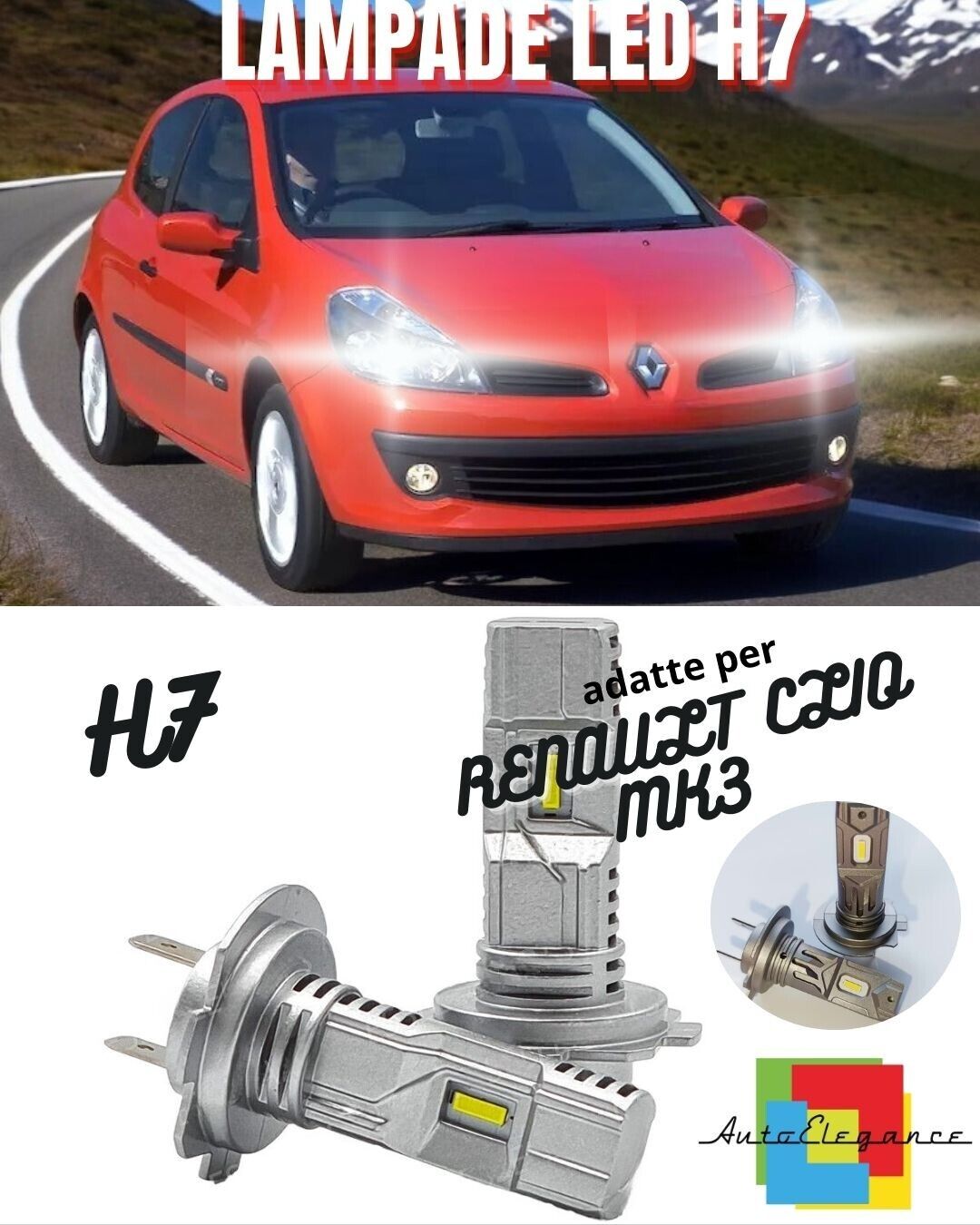 ??KIT LED H7 PER RENAULT CLIO MK3 III 6000K BIANCO LUMEN CANBUS ANABBAGLIANTI??