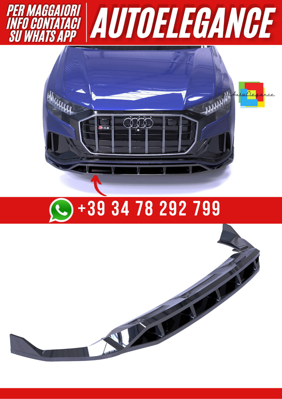 Divisor Delantero Adecuado Para Audi SQ8 Restyle 2024+