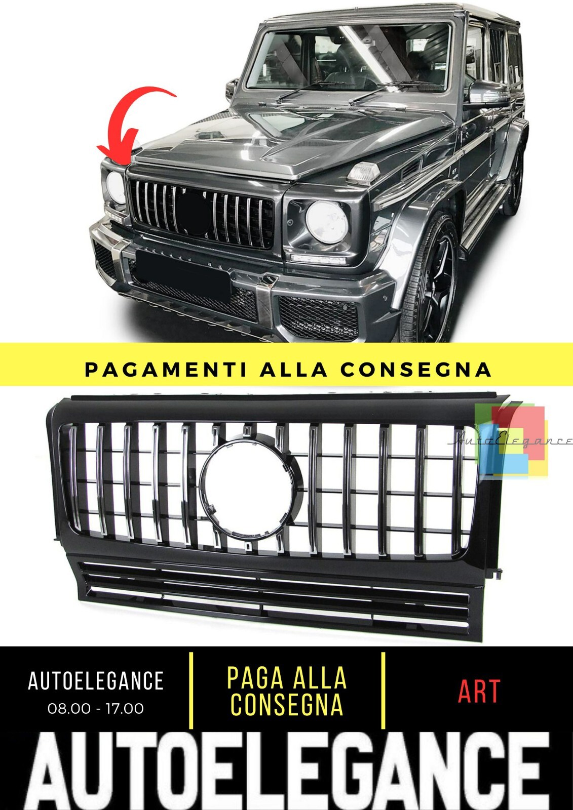 Griglia Sport Cromo Nero Lucido Per Mercedes Classe G W463 90-18