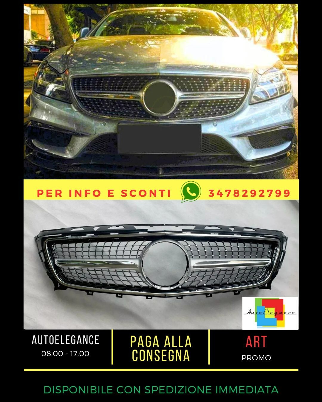 ?Griglia Anteriore DIAMOND Nero Lucido PER Mercedes CLS Class W218?
