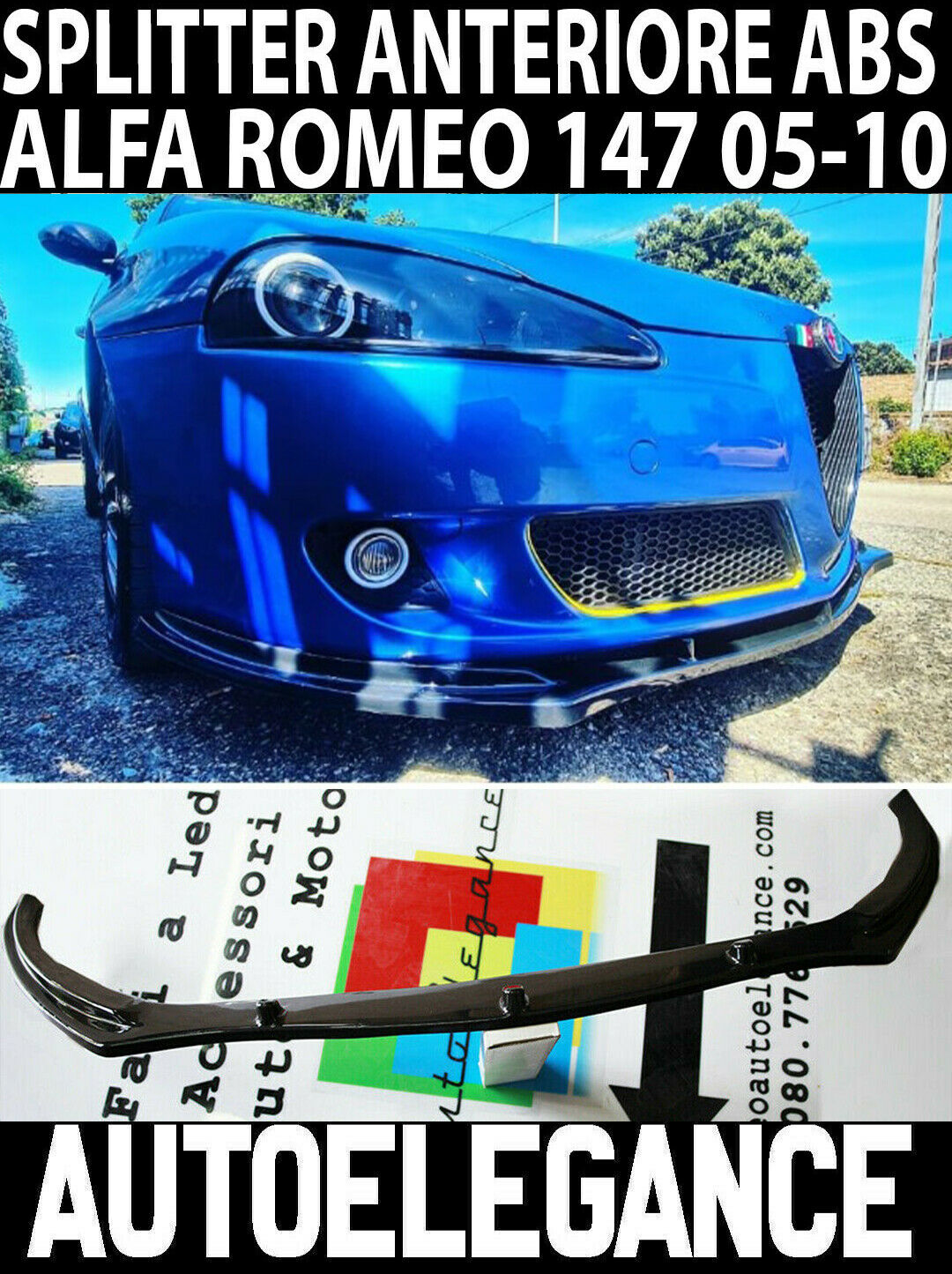 ALFA ROMEO 147 05-10 FACELIFT SPLITTER SPOILER SOTTO PARAURTI ANTERIORE ABS