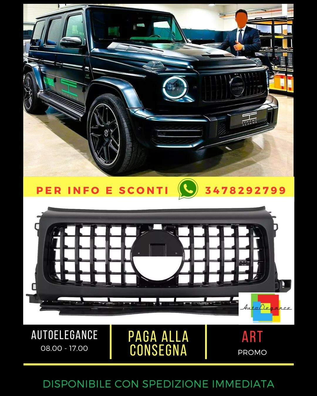 ? Reejilla Negro Brillante Adecuado para Mercedes G Wagon Clase W464 G63