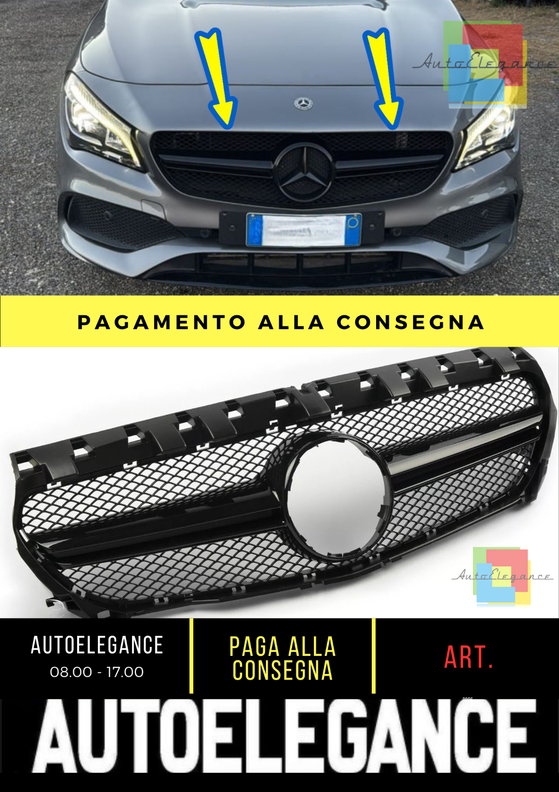 ?MERCEDES CLA W117 2013 IN POI GRIGLIA ANTERIORE AMG PROFILO NERO NIDO D'APE?