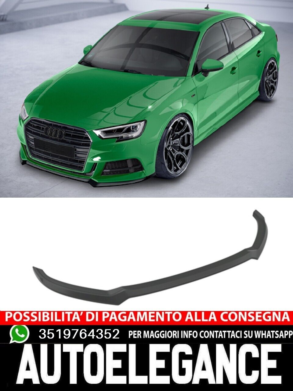 Spoiler de s&eacute;paration sous pare-chocs avec ABE pour Audi A3 S-Line / S3 8V