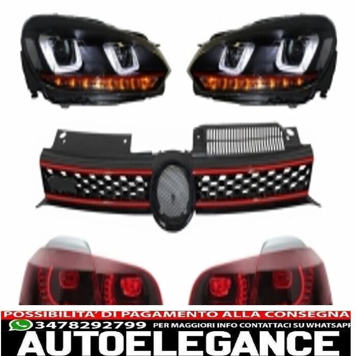 griglia centrale adatta per vw golf 6 vi (2008-2012) con fari led drl u-design e