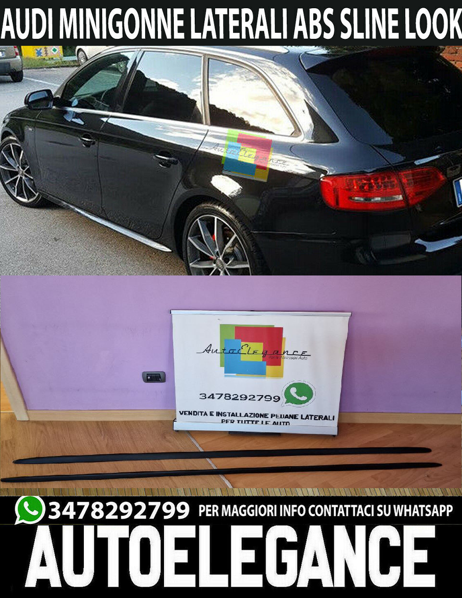 AUDI A4 B8 AVANT BERLINA RESTYLING 2012+ MINIGONNE LATERALI SLINE S4 RS4 OPACO