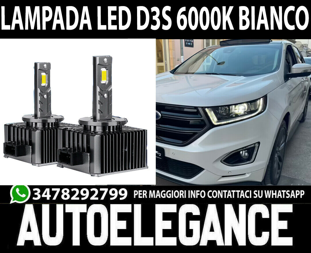 COPPIA LAMPADE D3S A LED 6000K BIANCO PER FORD EDGE 12000LM CANBUS