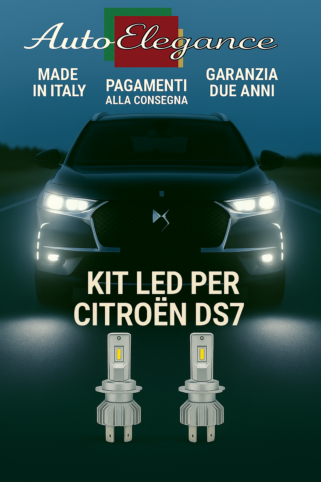 Set LED H7 Route 6000K pour Citro&euml;n DS7 Dos Crois&eacute; Blanc Canbus