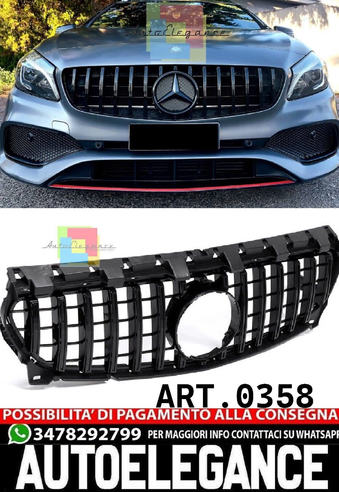 Grille Radiateur Grille pour Mercedes A W176 12-15 A45 Gt-R Panamericana Look N