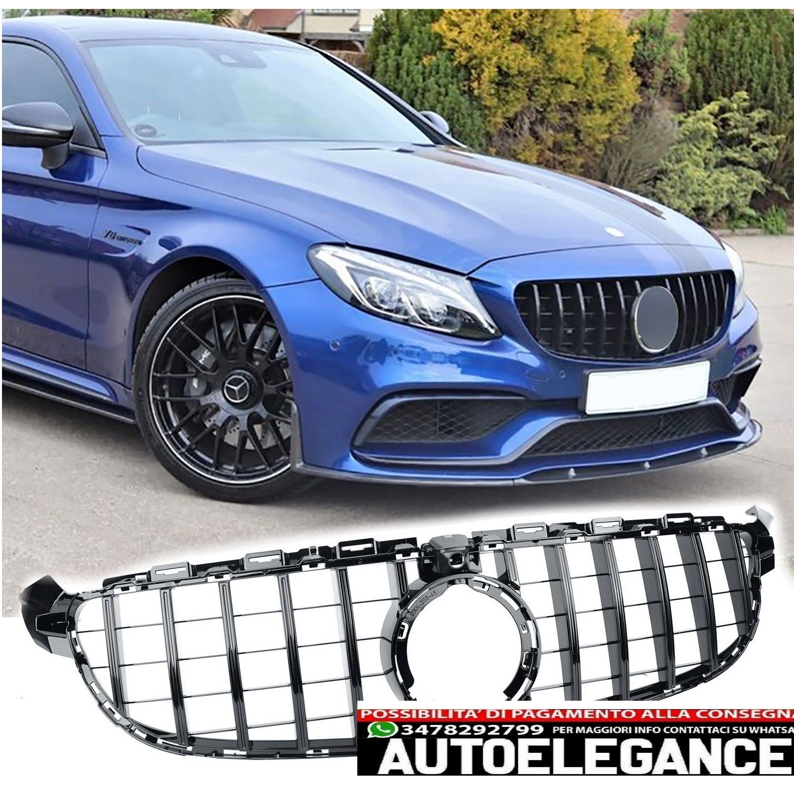 PAN-AMERICAN GRILL PASSEND F&Uuml;R MERCEDES C-KLASSE W205 C63 AB 18 SCHWARZ